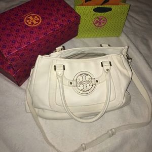 Tory Burch white tote with crossbody strap